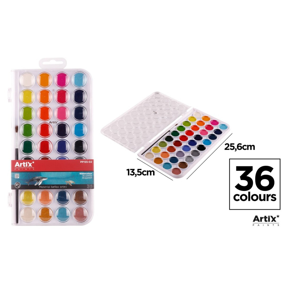 Acuarele 36 culori Main Paper, cu pensula Acuarele 36 culori Main Paper, cu pensula