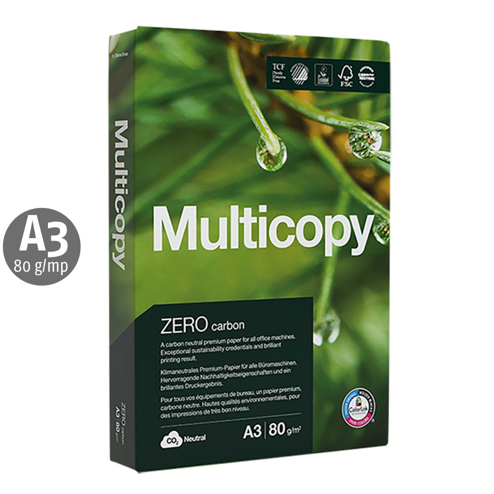 Hartie copiator Multicopy Zero, A3, 80 g/mp, 500 coli/top Hartie copiator Multicopy Zero, A3, 80 g/mp, 500 coli/top