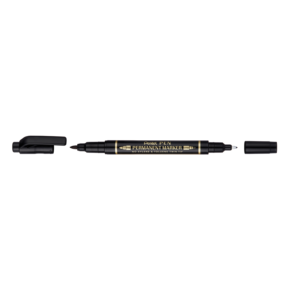 Marker permanent Pentel TWIN TIP 0.3/1.2 mm negru, rezistent, durabil, cerneala rezistenta la apa Marker permanent Pentel TWIN TIP 0.3/1.2 mm negru, rezistent, durabil, cerneala rezistenta la apa