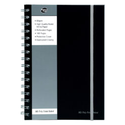 Caiet cu spirala Pukka Pad, Jotta, A5, matematica, 160 pagini, coperti PP, negru