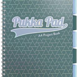 Caiet cu spira si separatoare A4 Pukka Pads PB Glee dictando 200 pag verde