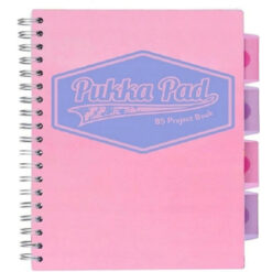 Caiet cu spirala si 4 separatoare Pukka Pad Project Book Pastel, PP, B5, 200 pagini, matematica, roz