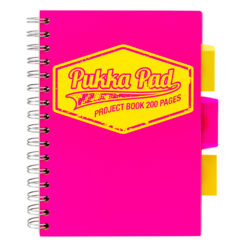 Caiet cu spirala si separatoare Pukka Pad Project Book Neon, A5, 200 pagini, matematica, roz