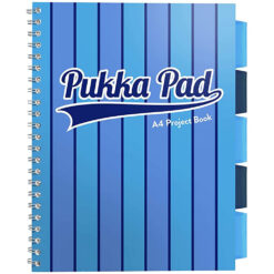 Caiet cu spirala si separatoare Pukka Pad Project Book Vogue, A4, 200 pagini, dictando, albastru