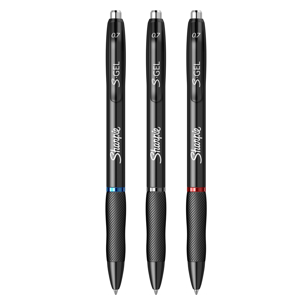 Set roller cu mecanism Papermate, Sharpie, gel, 0.7 mm, albastru, negru, rosu Set roller cu mecanism Papermate, Sharpie, gel, 0.7 mm, albastru, negru, rosu