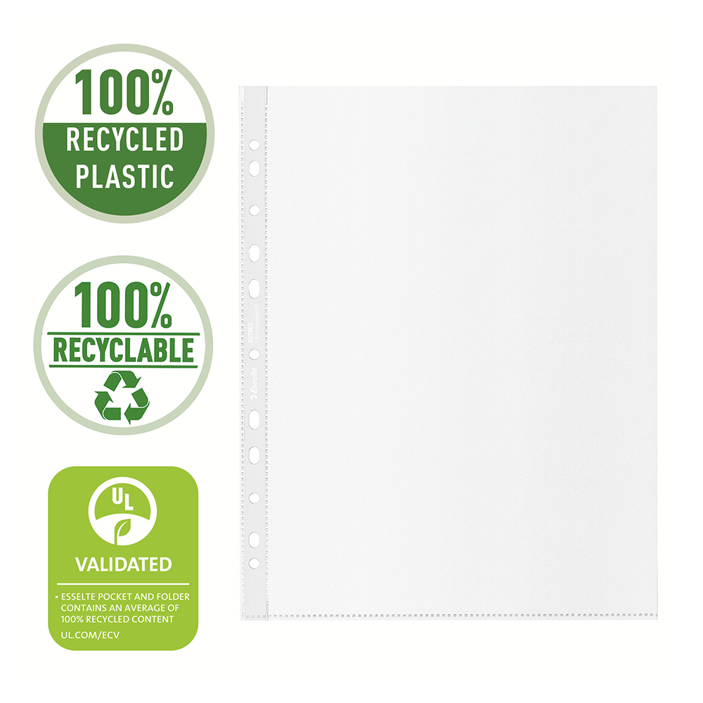 Folie de protectie Esselte Recycled, PP? reciclat, A4 MAXI, 70 mic, 50 bucati/cutie, standard Folie de protectie Esselte Recycled, PP? reciclat, A4 MAXI, 70 mic, 50 bucati/cutie, standard