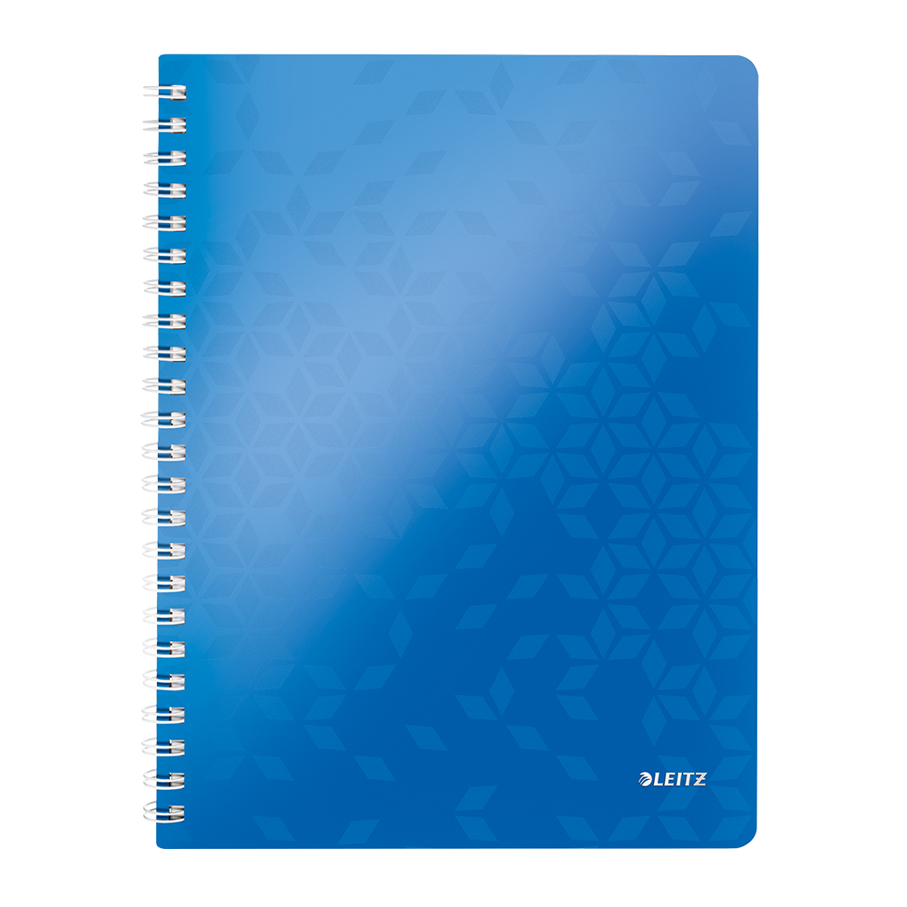 Caiet de birou Leitz WOW, PP, A4, cu spira, dictando,albastru metalizat Caiet de birou Leitz WOW, PP, A4, cu spira, dictando,albastru metalizat