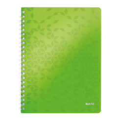 Caiet de birou Leitz WOW, PP, A4, cu spira, dictando, verde metalizat