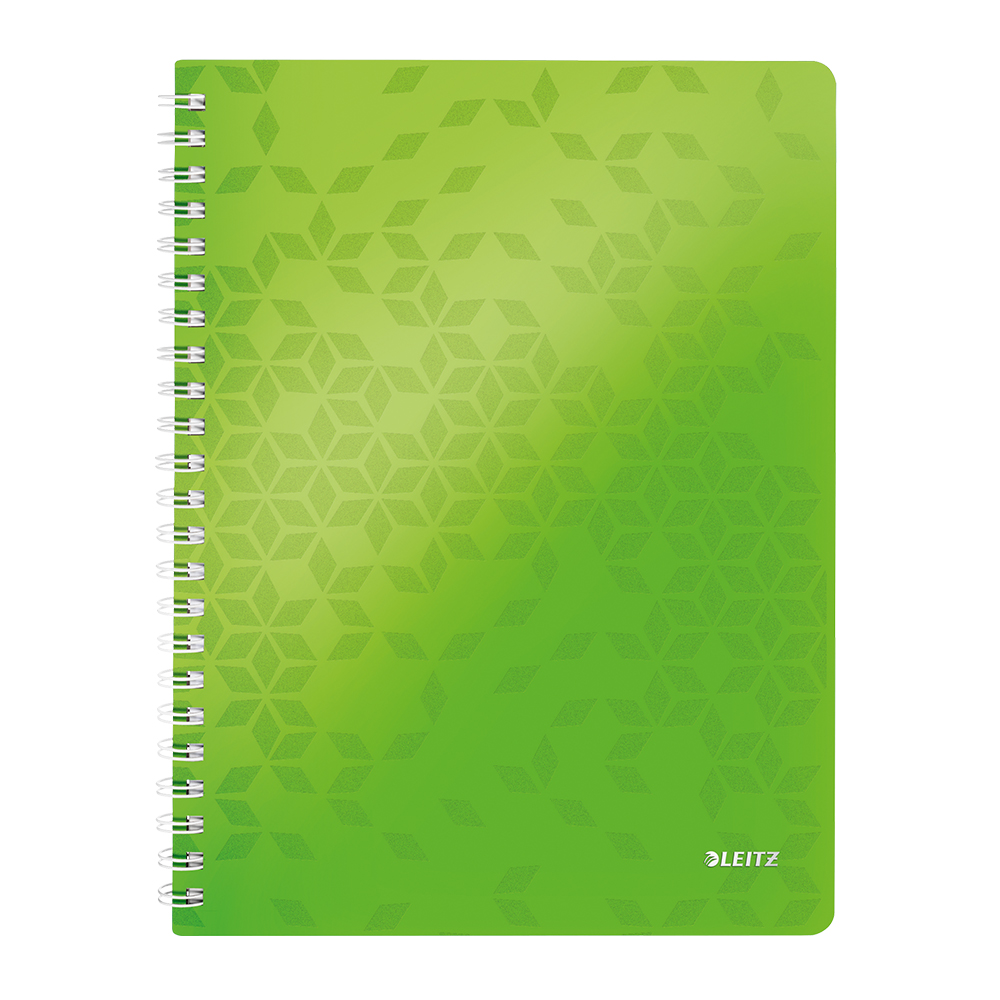 Caiet de birou Leitz WOW, PP, A4, cu spira, matematica, verde metalizat Caiet de birou Leitz WOW, PP, A4, cu spira, matematica, verde metalizat