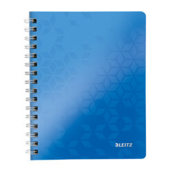 Caiet de birou Leitz WOW, PP, A5, cu spira, matematica, albastru metalizat