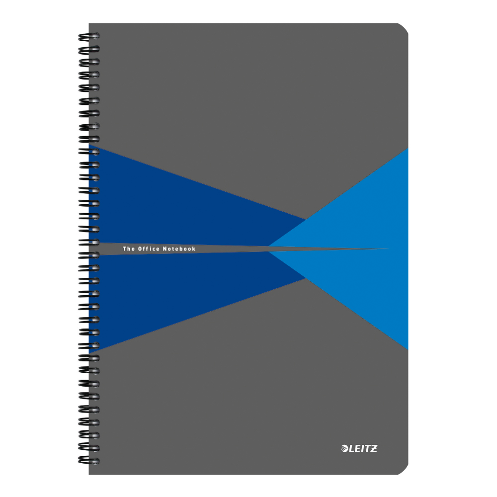 Caiet de birou Leitz Office, PP, A4, cu spira, matematica, albastru Caiet de birou Leitz Office, PP, A4, cu spira, matematica, albastru