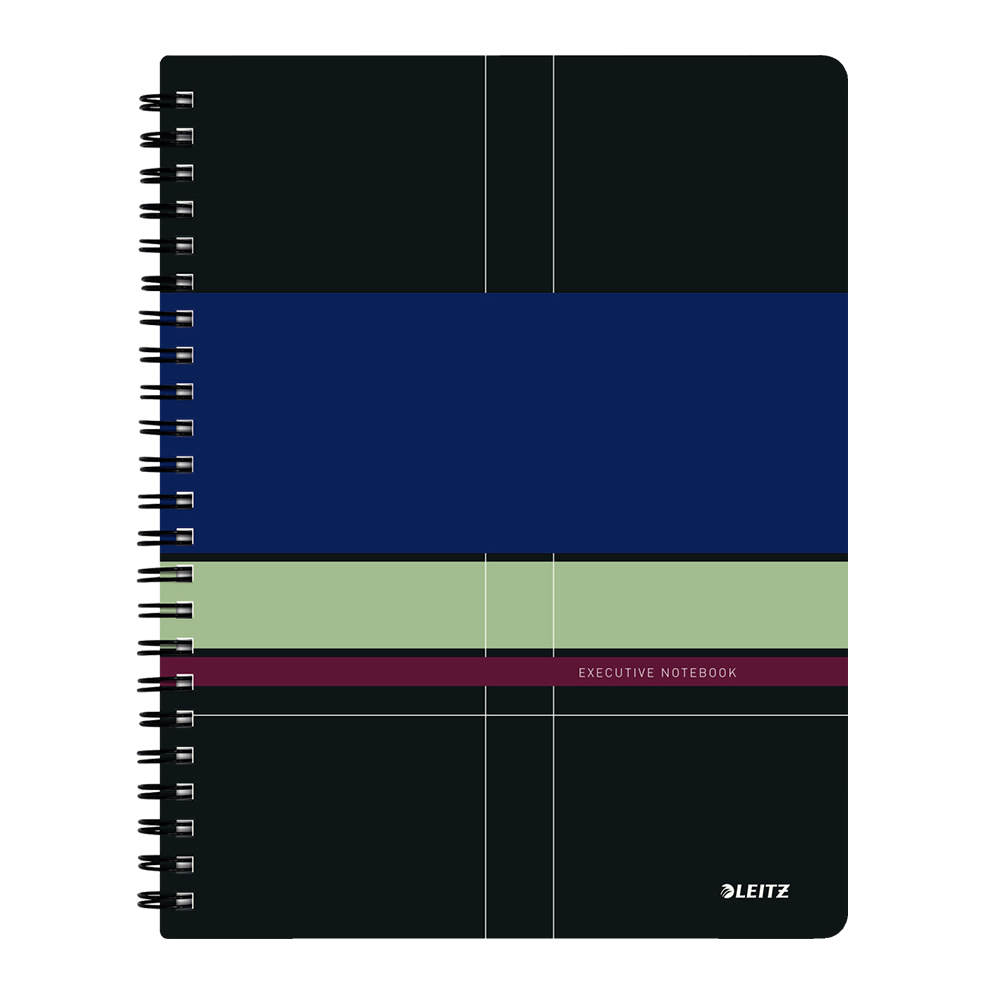 Caiet de birou Leitz Executive Get Organized, PP, A4, cu spira, matematica, negru/violet Caiet de birou Leitz Executive Get Organized, PP, A4, cu spira, matematica, negru/violet