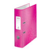 Biblioraft Leitz 180° WOW, carton laminat, A4, 80 mm, roz Biblioraft Leitz 180° WOW, carton laminat, A4, 80 mm, roz