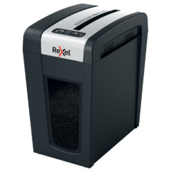 Distrugator documente manual REXEL SECURE MC6 Slim, P5, micro-cut (particule), 6 coli, 18l, negru/argintiu