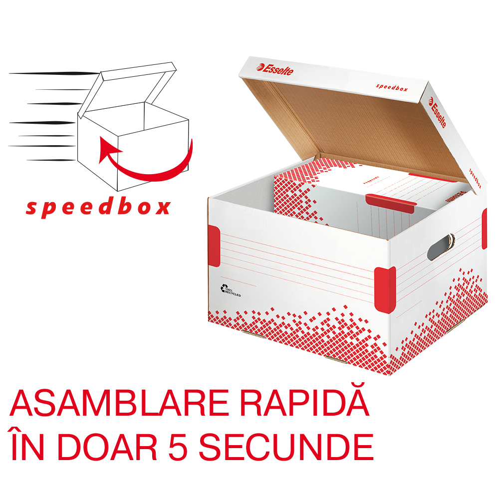 Container de arhivare Esselte Speedbox cu capac L Container de arhivare Esselte Speedbox cu capac L