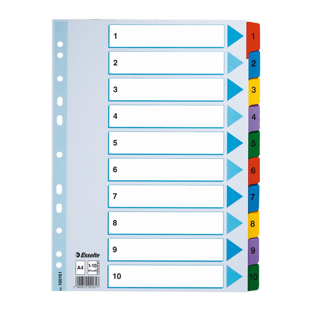 Index Esselte Mylar, 1-10, A4 Index Esselte Mylar, 1-10, A4
