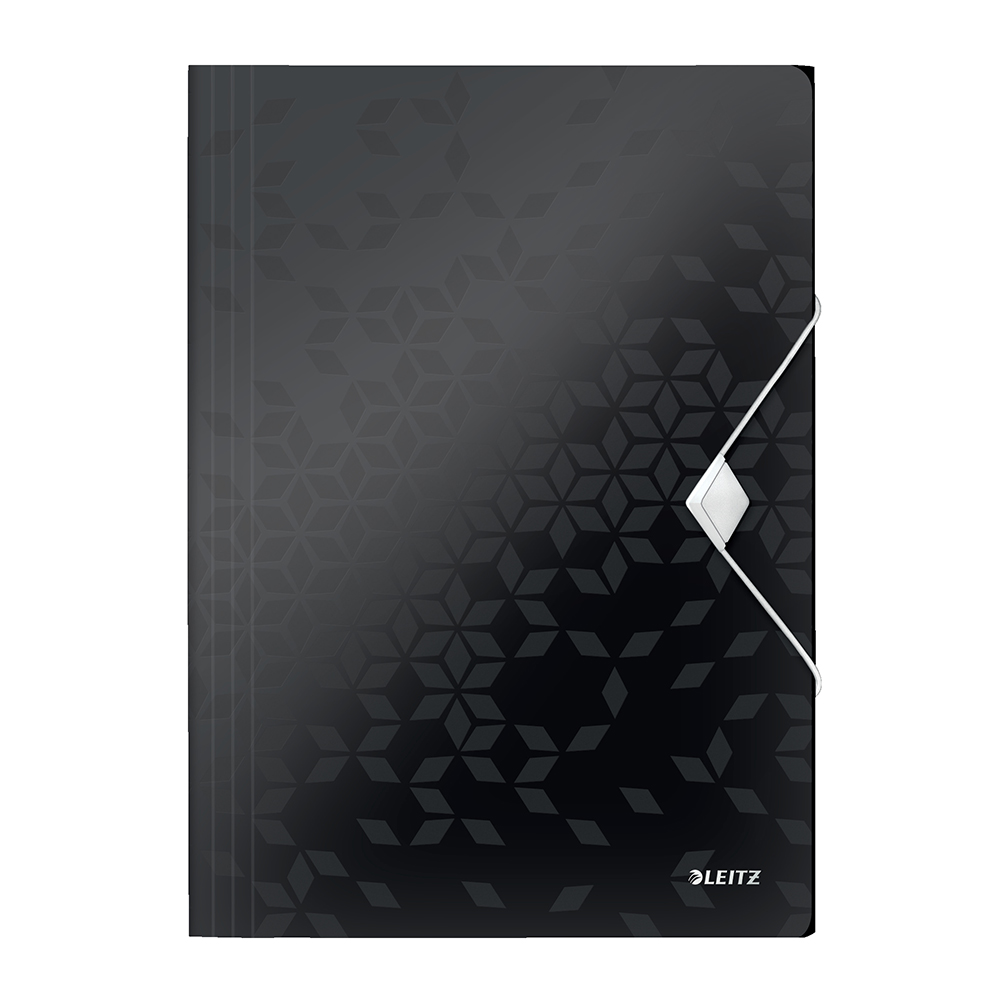 Mapa cu elastic Leitz WOW, PP, A4, 150 coli, negru Mapa cu elastic Leitz WOW, PP, A4, 150 coli, negru