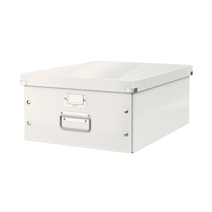 Cutie depozitare Leitz WOW Click & Store, carton laminat, mare, pliabila, alb Cutie depozitare Leitz WOW Click & Store, carton laminat, mare, pliabila, alb