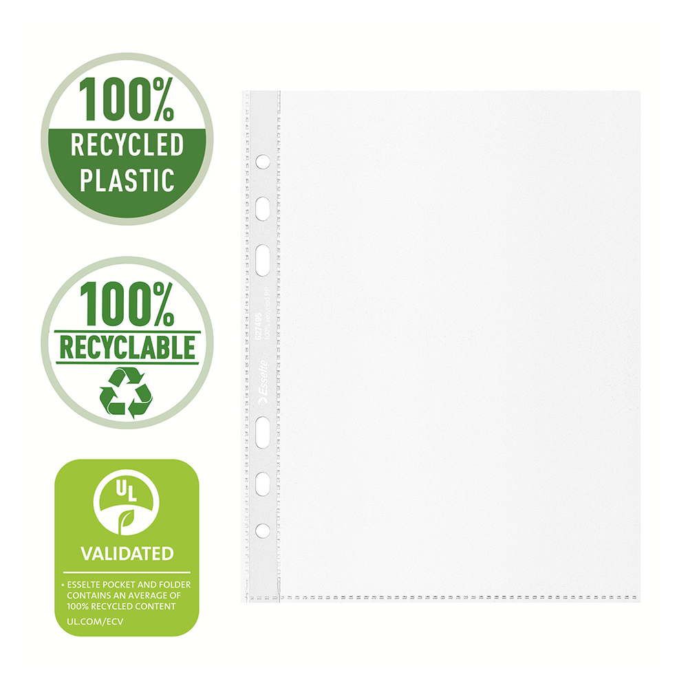 Folie de protectie Esselte Recycled, PP reciclat, A5, 70 mic, 100 bucati/cutie, standard Folie de protectie Esselte Recycled, PP reciclat, A5, 70 mic, 100 bucati/cutie, standard
