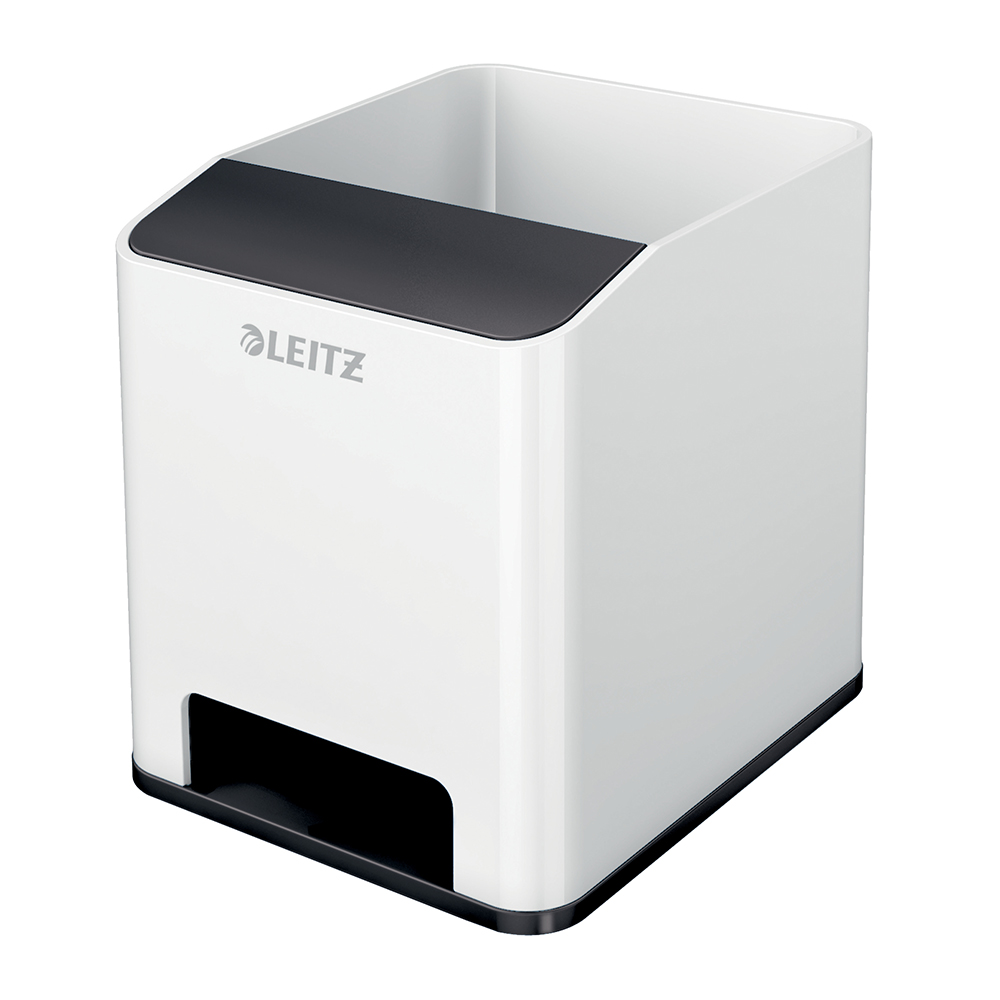 Suport instrumente de scris Leitz WOW, PS, cu amplificare sunet, culori duale, alb-negru Suport instrumente de scris Leitz WOW, PS, cu amplificare sunet, culori duale, alb-negru