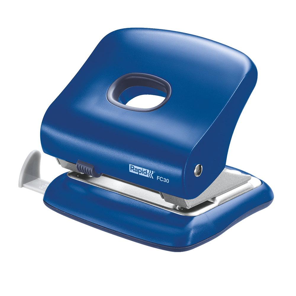 Perforator plastic Rapid FC30, 30 de coli, cutie, albastru Perforator plastic Rapid FC30, 30 de coli, cutie, albastru