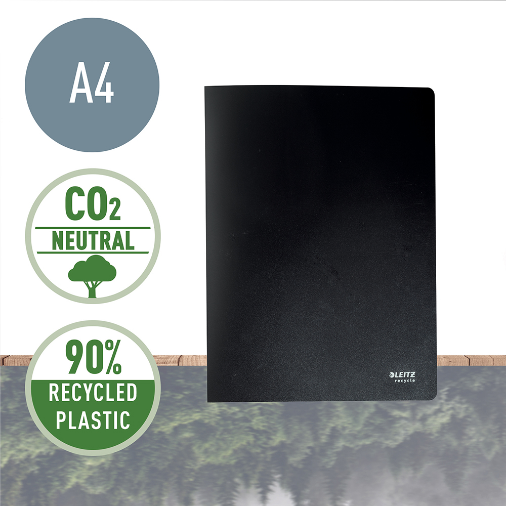 Mapa de prezentare Leitz Recycle, PP reciclat, A4, 20 de folii, negru Mapa de prezentare Leitz Recycle, PP reciclat, A4, 20 de folii, negru