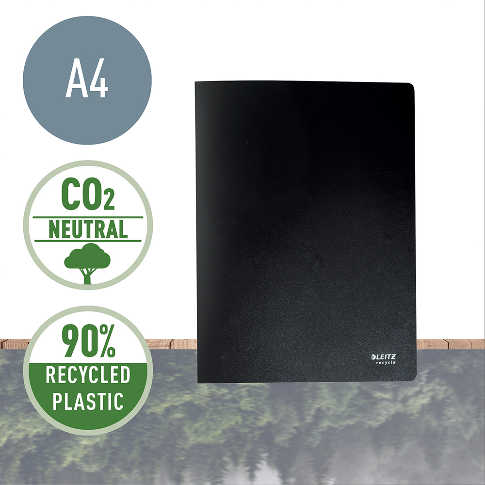Mapa de prezentare Leitz Recycle, PP reciclat, A4, 40 de folii, negru Mapa de prezentare Leitz Recycle, PP reciclat, A4, 40 de folii, negru
