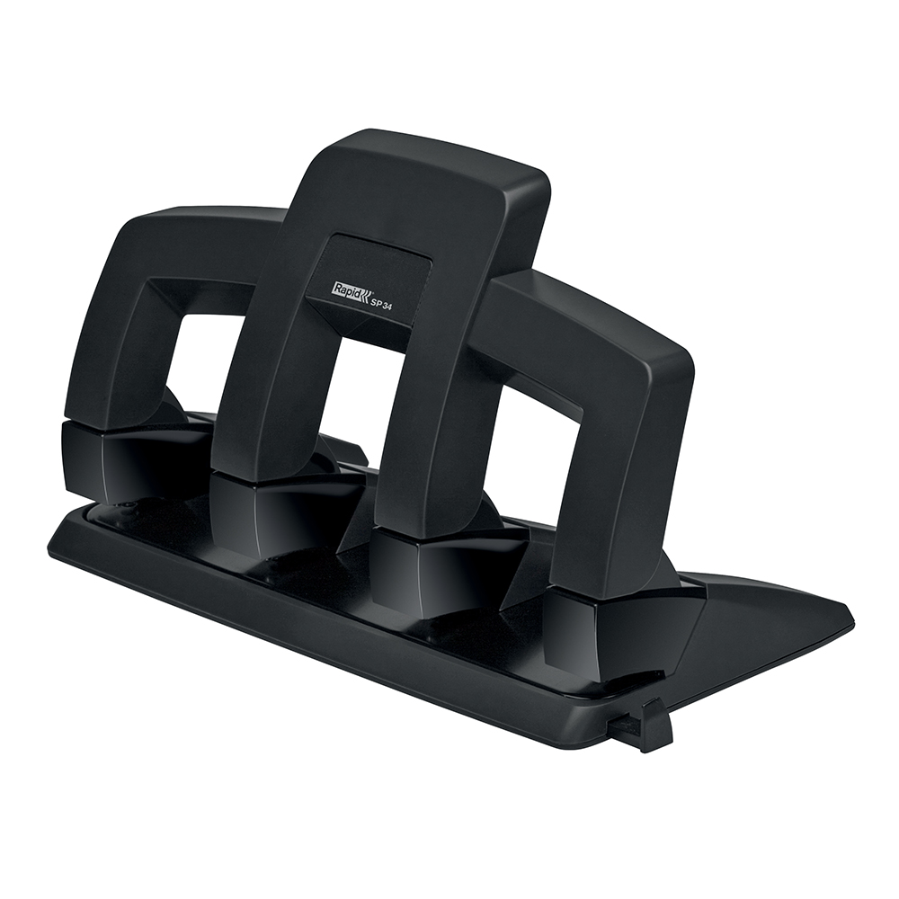 Perforator metalic Rapid Supreme SP34 PressLess, 30 coli, 4 perforatii, cutie, negru Perforator metalic Rapid Supreme SP34 PressLess, 30 coli, 4 perforatii, cutie, negru