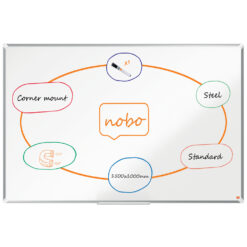 Tabla NOBO Premium Plus, otel lacuit, 150x100 cm, magnetica, include marker si tavita, alb