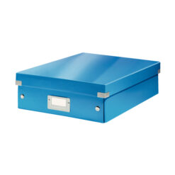 Cutie depozitare Leitz WOW Click & Store Organizer, carton laminat, medie, usor de asamblat, albastru