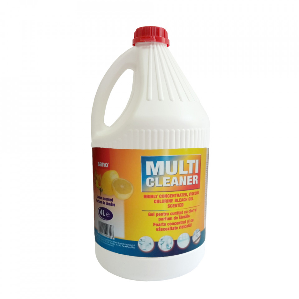Detergent Sano Multi Cleaner, cu clor si parfum lamaie, 4 litri Detergent Sano Multi Cleaner, cu clor si parfum lamaie, 4 litri