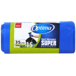 Saci menajeri LDPE albastri Sano Optima, 35 L, 50 x 70 cm, 22 micrpni, 15 saci/rola