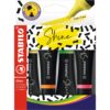 Textmarker Stabilo Shine, 4 culori/etui carton, galben, verde, roz, portocaliu