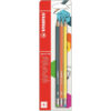 Set 3 creioane grafit tip HB 160, galben, portocaliu, petrol, cu radiera Set 3 creioane grafit tip HB 160, galben, portocaliu, petrol, cu radiera