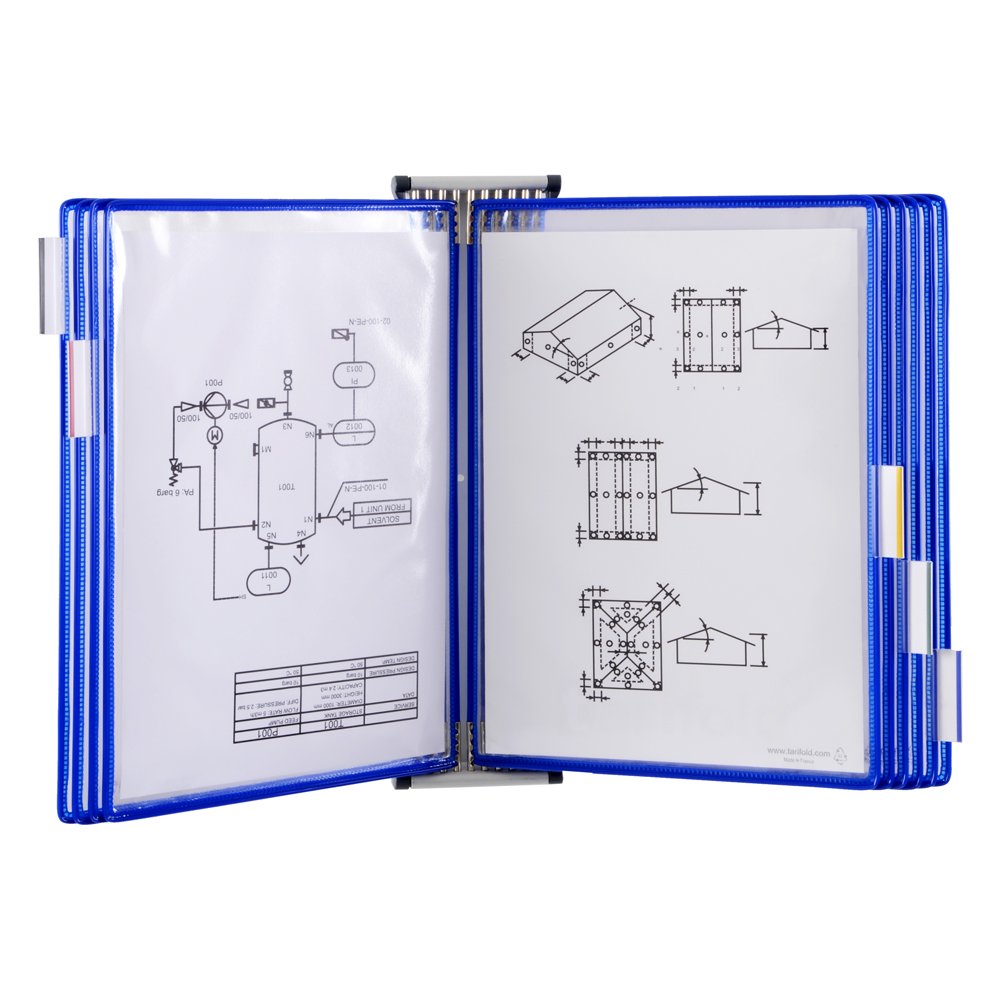 Kit complet Tarifold, din otel, pentru perete, A4, 10 display-uri, albastru Kit complet Tarifold, din otel, pentru perete, A4, 10 display-uri, albastru