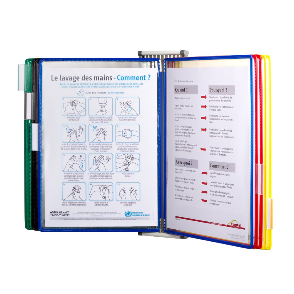 Kit complet Tarifold, din otel, pentru perete, A4, 10 display-uri, multicolor Kit complet Tarifold, din otel, pentru perete, A4, 10 display-uri, multicolor