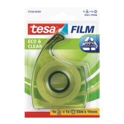 Banda adeziva Tesa transparenta, 19 mm x 33 m, cu dispenser EasyCut