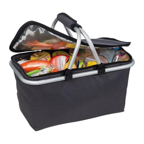 Foldable polyester shopping basket with insulating Foldable polyester shopping basket with insulating