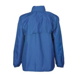 190T polyester windbreaker with fold-away hood with zip. Folds up into a waist bag
