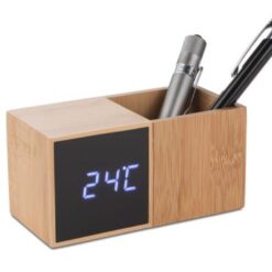 Desk clock with organizer BAMBOO