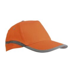 High-visibility, cotton 5-panel cap with reflective strips and adjustable velcro strap High-visibility, cotton 5-panel cap with reflective strips and adjustable velcro strap