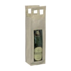 Non-woven fabric bottle bag with transparent plastic window (1 bottle)