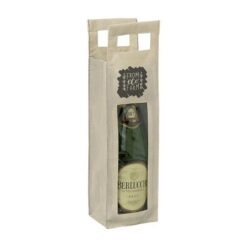 Non-woven fabric bottle bag with transparent plastic window (1 bottle)