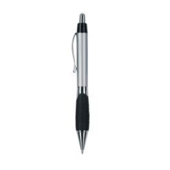 Plastic snap pen with rubberised grip and metal clip, jumbo refill