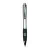 Plastic snap pen with coloured barrel, rubberised grip and metal clip. Jumbo refill