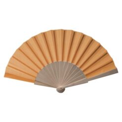 Cotton hand fan with wooden handle, 23 cm long