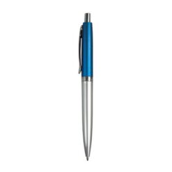 Plastic snap pen with two-tone barrel and metal clip