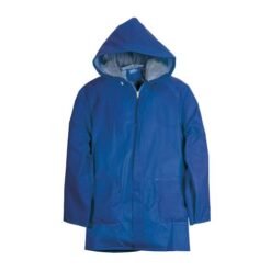 Thick PVC poncho with mesh lining, zip and hood. Sizes: M/L/XL/XXL