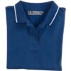 Pique cotton short sleeve women's polo shirt with stripes on the collar Pique cotton short sleeve women's polo shirt with stripes on the collar