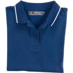 Pique cotton short sleeve women's polo shirt with stripes on the collar